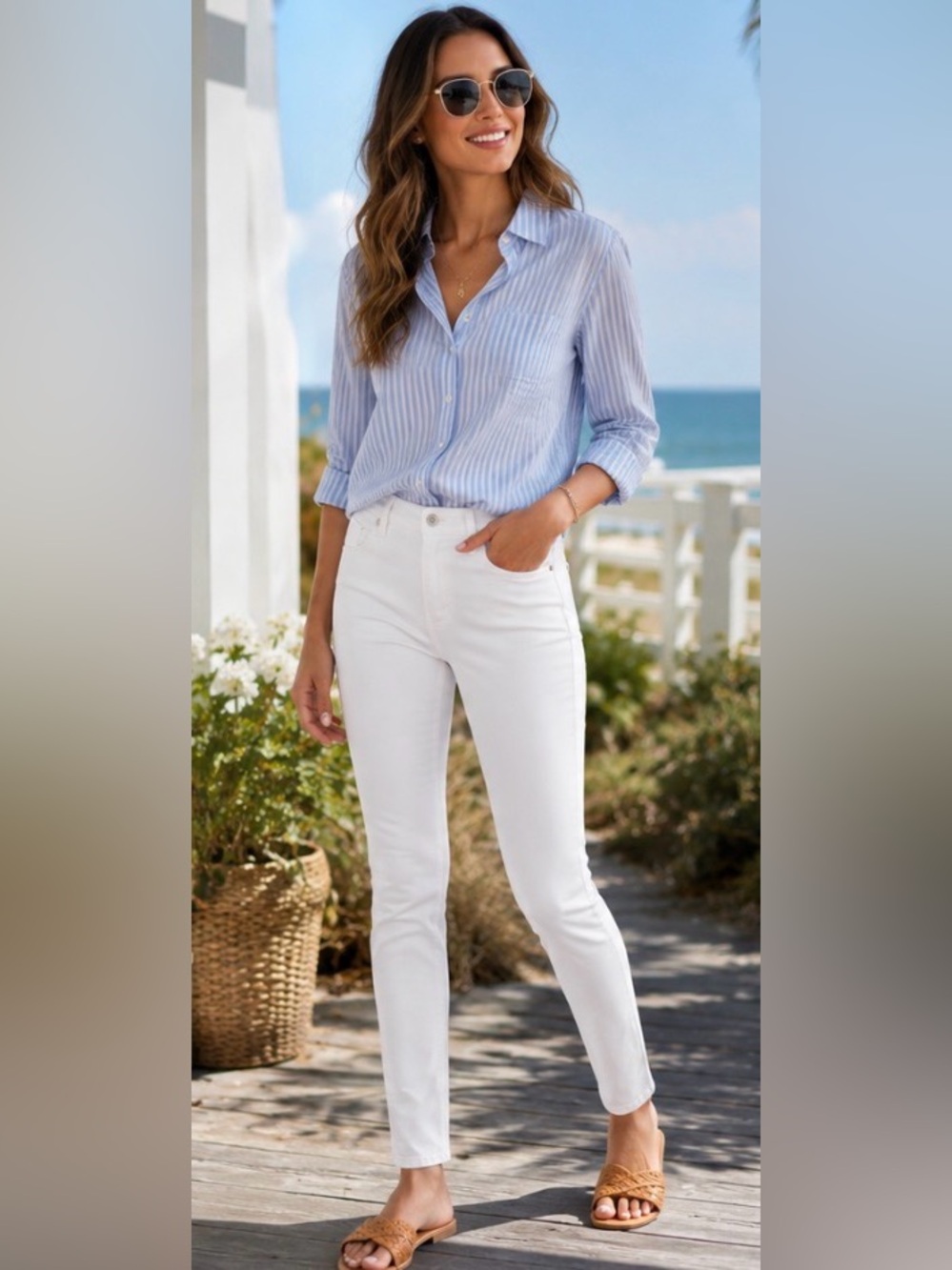 Max Jeans Salisbury Skinny White Stretch Jeans Size 8 NWT